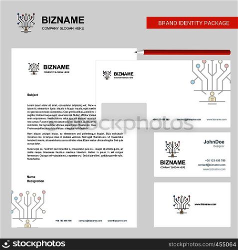 Circuit Business Letterhead, Envelope and visiting Card Design vector template