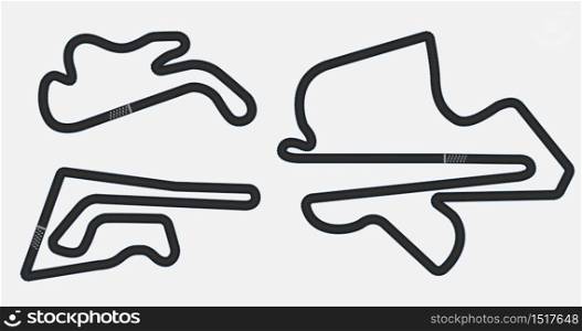 Circuit for motorsport, grand prix race track, vector illustration