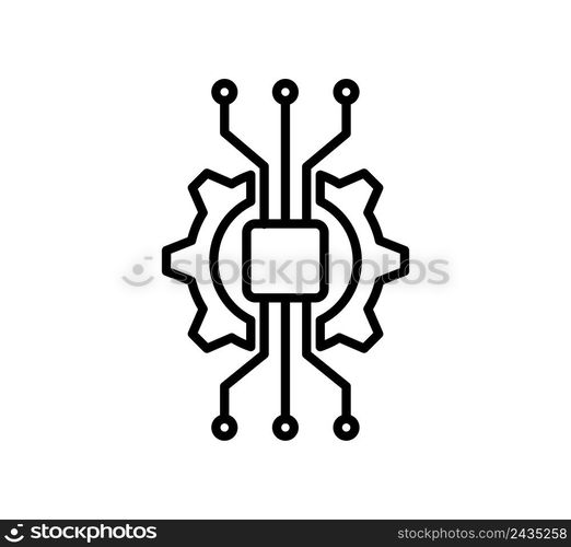 Circuit gear icon vector flat style logo template