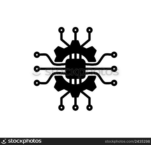 Circuit gear icon vector flat style logo template
