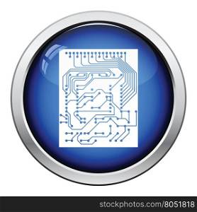Circuit icon. Glossy button design. Vector illustration.