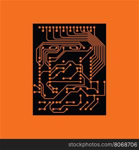 Circuit icon. Orange background with black. Vector illustration.