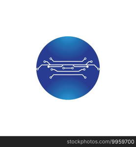 circuit in the circle icon.technology logo design template symbol icon vector-vector