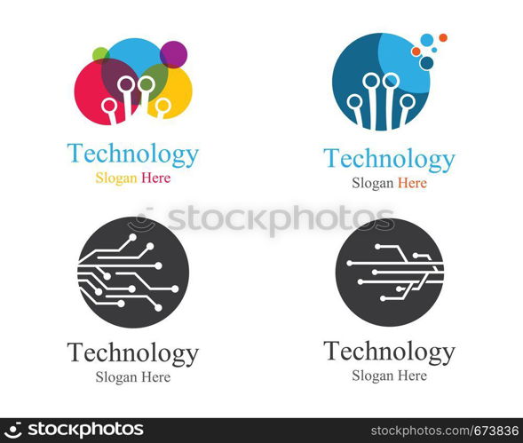 Circuit logo template vector icon illustration design