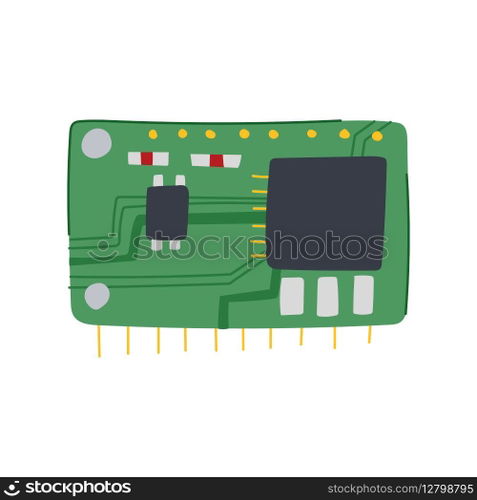 circuit microcontroller cartoon. technology electronic, computer semiconductor, processor microchip circuit microcontroller sign. isolated symbol vector illustration. circuit microcontroller cartoon vector illustration