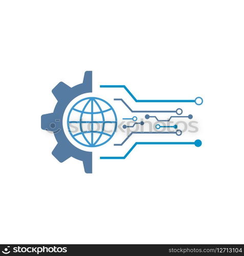 Circuit tech elements logo vector template