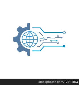 Circuit tech elements logo vector template
