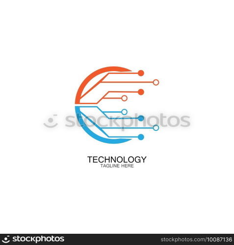 circuit technology logo vector template-vector