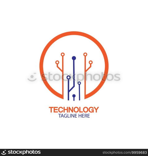 circuit technology logo vector template-vector