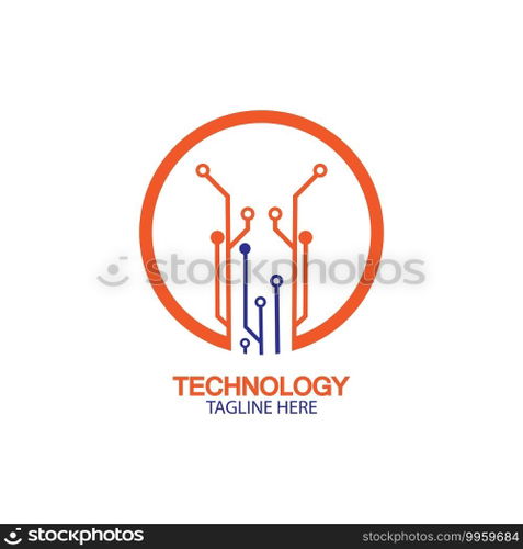 circuit technology logo vector template-vector