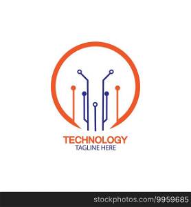 circuit technology logo vector template-vector