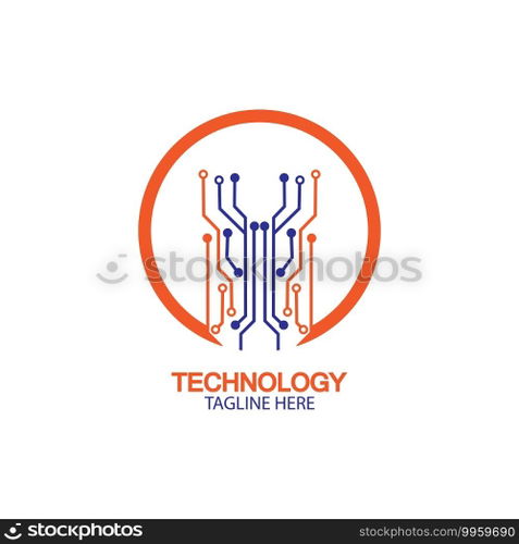 circuit technology logo vector template-vector