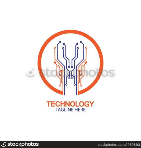 circuit technology logo vector template-vector