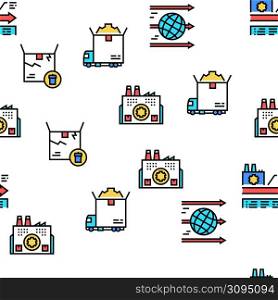 Circular And Linear Economy Model Vector Seamless Pattern Thin Line Illustration. Circular And Linear Economy Model Icons Set Vector