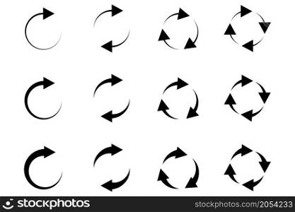 Circular arrow icon set. Cursor sign. Recycle symbol. Direction element. Flat design. Vector illustration. Stock image. EPS 10.. Circular arrow icon set. Cursor sign. Recycle symbol. Direction element. Flat design. Vector illustration. Stock image.