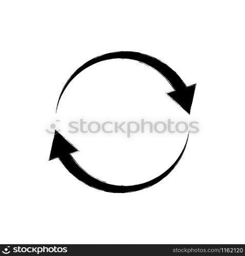 Circular arrow sign vector icon isolated on white background