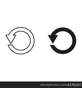 Circular arrow. Step back icon. Outline and black sign. Flat art. Simple design. Vector illustration. Stock image. EPS 10.. Circular arrow. Step back icon. Outline and black sign. Flat art. Simple design. Vector illustration. Stock image.
