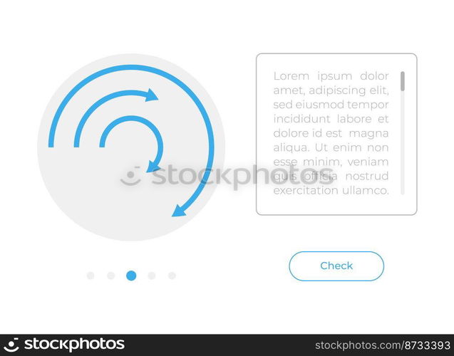 Circular arrows chart UI element template. Editable isolated vector dashboard component. Flat user interface. Visual data presentation. Web design widget for mobile application with light theme. Circular arrows chart UI element template