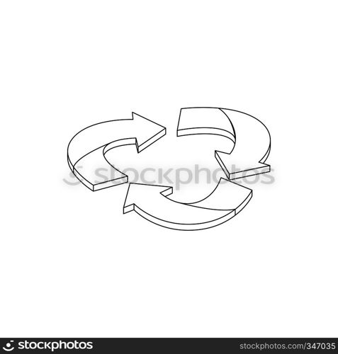 Circular arrows icon in isometric 3d style on a white background. Circular arrows icon, isometric 3d style