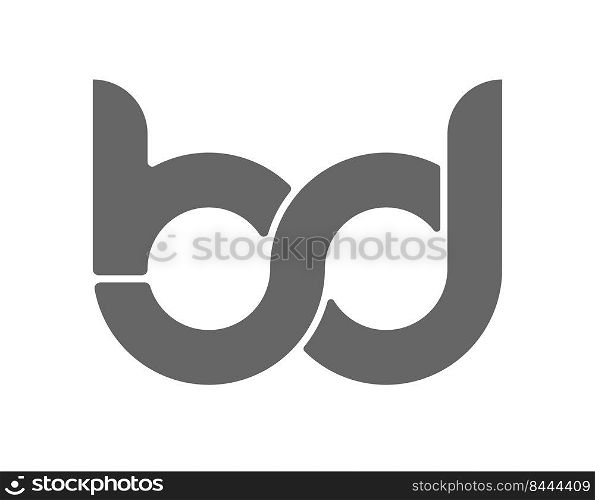 Circular combination of lowercase letters B and D. Design for a monogram, logo, emblem or sticker. Flat style