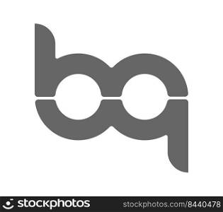 Circular combination of lowercase letters B and Q. Design for a monogram, logo, emblem or sticker. Flat style