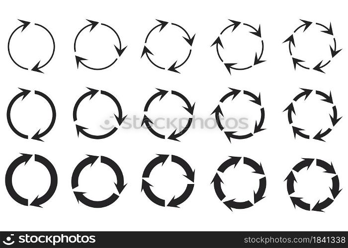 Circular design. Rotate circle symbol. Circle of arrows. Recycle icon vector set. Vector illustration. Stock image. EPS 10.. Circular design. Rotate circle symbol. Circle of arrows. Recycle icon vector set. Vector illustration. Stock image.