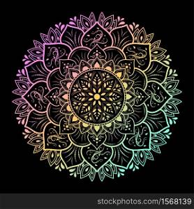 Circular Flower Mandala with colorful pastel color, Vector mandala Oriental pattern, Hand drawn decorative element. Unique design with petal flower. Concept relax and meditation
