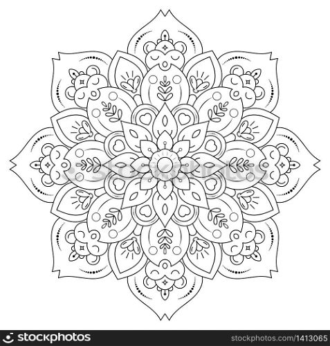 Circular Flower Mandala with vintage floral style, Vector mandala Oriental pattern, Hand drawn decorative element. Unique design with petal flower. Concept relax and meditation use for page logo book