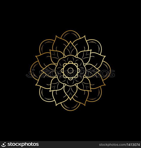 Circular Flower Mandala with vintage floral style, Vector mandala Oriental pattern, Hand drawn decorative element. Unique design with petal flower. Concept relax and meditation use for page logo book