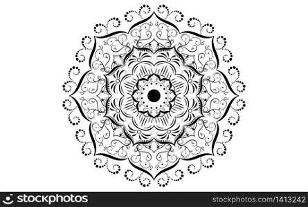 Circular Flower Mandala with vintage floral style, Vector mandala Oriental pattern, Hand drawn decorative element. Unique design with petal flower. Concept relax and meditation use for page logo book