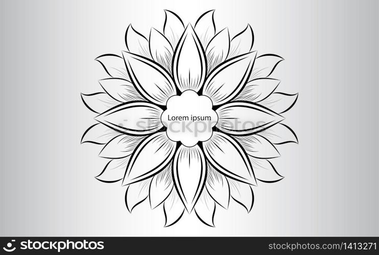 Circular Flower Mandala with vintage floral style, Vector mandala Oriental pattern, Hand drawn decorative element. Unique design with petal flower. Concept relax and meditation use for page logo book