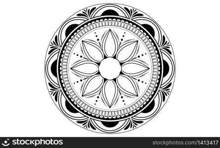 Circular Flower Mandala with vintage floral style, Vector mandala Oriental pattern, Hand drawn decorative element. Unique design with petal flower. Concept relax and meditation use for page logo book