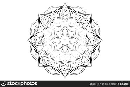 Circular Flower Mandala with vintage floral style, Vector mandala Oriental pattern, Hand drawn decorative element. Unique design with petal flower. Concept relax and meditation use for page logo book