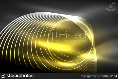 Circular glowing neon shapes, techno background. Abstract shiny transparent circles on dark technology space. Circular glowing neon shapes, techno background. Abstract shiny transparent circles on dark technology space. Glowing neon circles, techno digital background