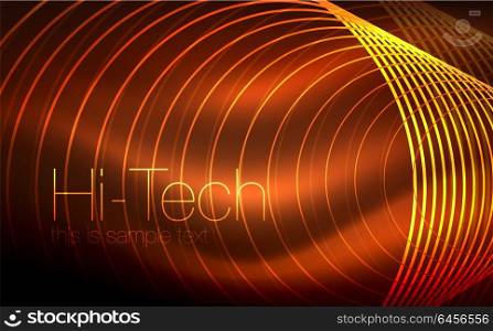 Circular glowing neon shapes, techno background. Abstract shiny transparent circles on dark technology space. Circular glowing neon shapes, techno background. Abstract shiny transparent circles on dark technology space. Glowing neon circles, techno digital background
