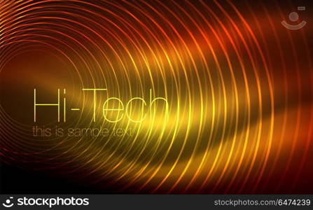 Circular glowing neon shapes, techno background. Abstract shiny transparent circles on dark technology space. Circular glowing neon shapes, techno background. Abstract shiny transparent circles on dark technology space. Glowing neon circles, techno digital background