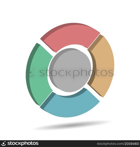 circular graph with 4 steps, sections or stages. Pie chart for the user interface. Round infographic template for web and graphic design. Vector illustration.