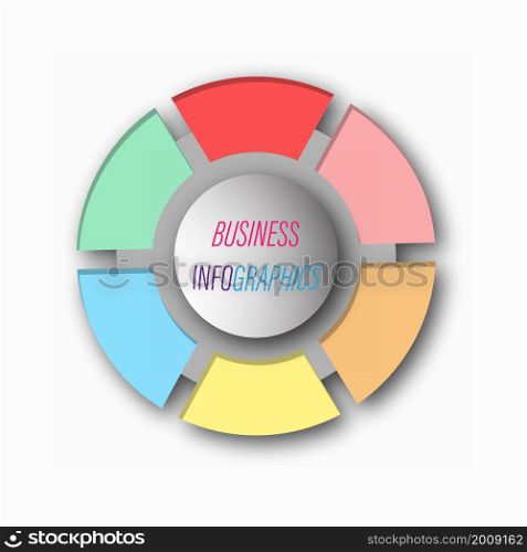 circular graph with 6 steps, sections or stages. Pie chart for the user interface. Round infographic template for web and graphic design. Vector illustration.