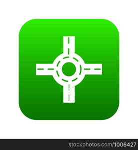 Circular intersectionicon green vector isolated on white background. Circular intersection icon green vector
