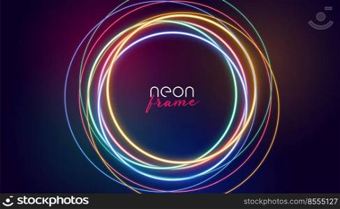 circular neon frame colorful lights