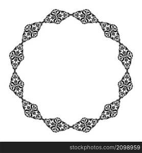 Circular oriental ornament. Circular pattern of abstract oriental elements. Black and white. Vector. For invitations, tattoos, marquetry, ceramic tiles, photo album, logo, icons, lace.. Circular oriental ornament. Circular pattern