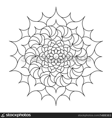 Circular ornament for adult and children&rsquo;s coloring books, scrapbooking or embroidery. Vector illustration in The zentangle technique. Simple Doodle style isolated on white background.