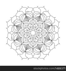 Circular ornament for adult and children?s coloring books, scrapbooking or embroidery. Vector illustration in The zentangle technique. Simple Doodle style isolated on white background.