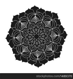 Circular pattern, filled silhouette. Vector illustration isolated on white background, flat design.
