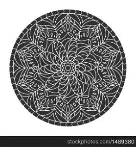 Circular pattern, filled silhouette. Vector illustration isolated on white background, flat design.