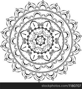 Circular pattern in form of mandala for henna. Mehndi.
