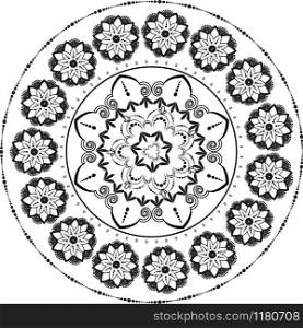 Circular pattern in form of mandala for henna. Mehndi.