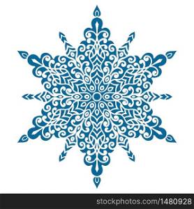Circular pattern in oriental style, blue silhouette Vector illustration.. Circular pattern in oriental style