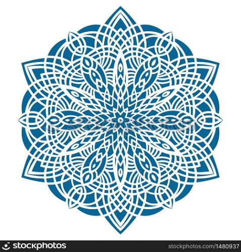 Circular pattern in oriental style, blue silhouette Vector illustration.. Circular pattern in oriental style