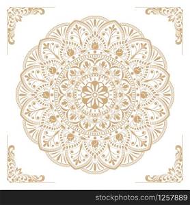 Circular pattern of mandala. Decorative ornament in oriental style. Mandala with floral patterns. Beautiful lined design in vintage